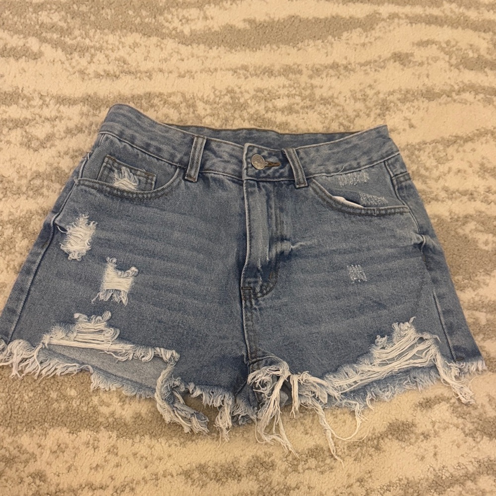 Zara Blue Distressed Jean Shorts